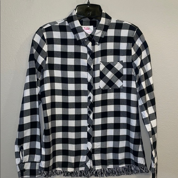 Justice Black and White Flannel Shirt - Picture 1 of 4